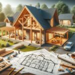 Stavba rodinného domu se zvýrazněnými tesařskými prvky; public tools s.r.o.